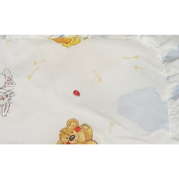 Little Suzys Zoo Baby Crib Quilt Duck Giraffe Bear Ruffled Edge Gerber - Picture 11 of 13